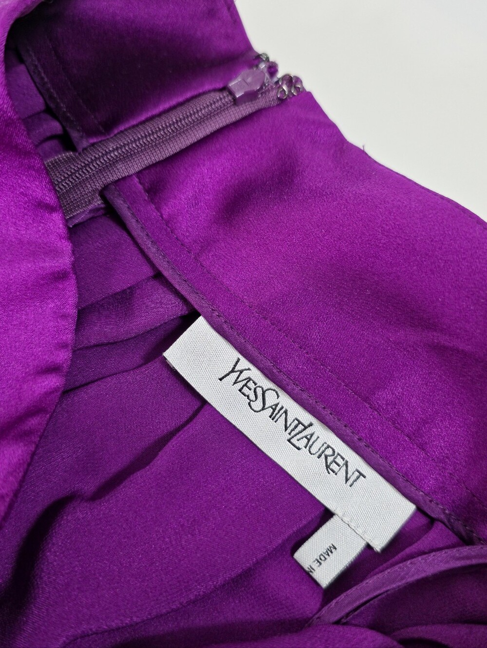 Yves Saint Laurent YSL 100% Silk Purple Magenta Knee Length Skirt XS - Picture 6 of 16